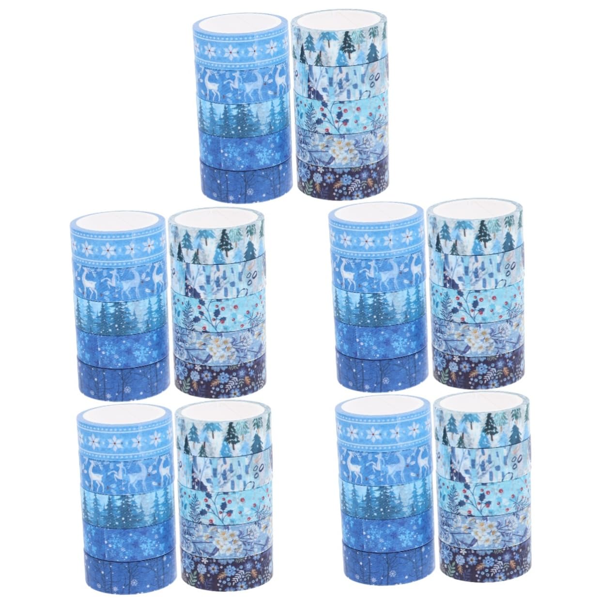5 Series Decoraciones De Fiesta Nieve Falsa Cintas De Manualidades Navideñas Árbol De Navidad Remolinos Cinta De Lavado Cinta De Invierno Washi De Navidad Papel Japones 10 Rollos*5