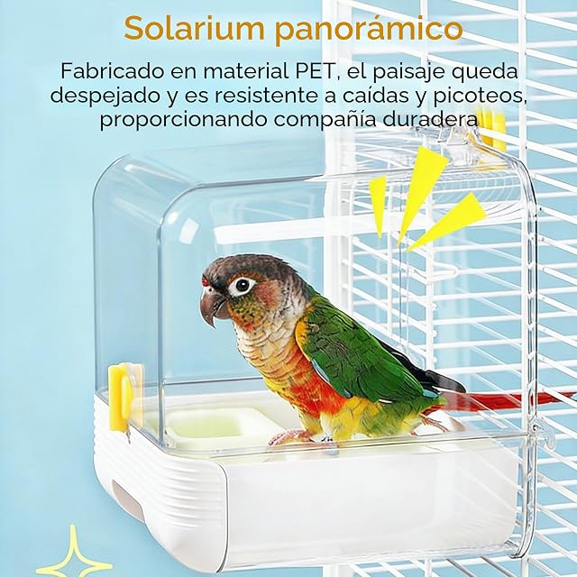 Foto 3 de 7 de WIYETY Casa de baño Colgante 3 en 1 para Jaula de pájaros, baño de pájaros, baño Transparente con Zona…