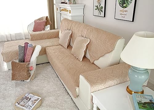Miniatura 4 de vctops Funda acolchada de terciopelo para sofá, funda suave para sofá modular, funda antideslizante para sofá, para perros, gatos y mascotas, para