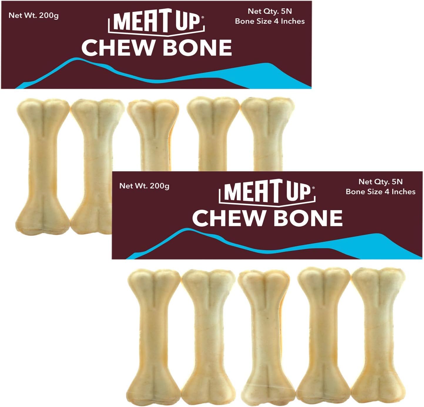 pressed chew bones, dog treats, 4 inches - pack of 5 bones ( )