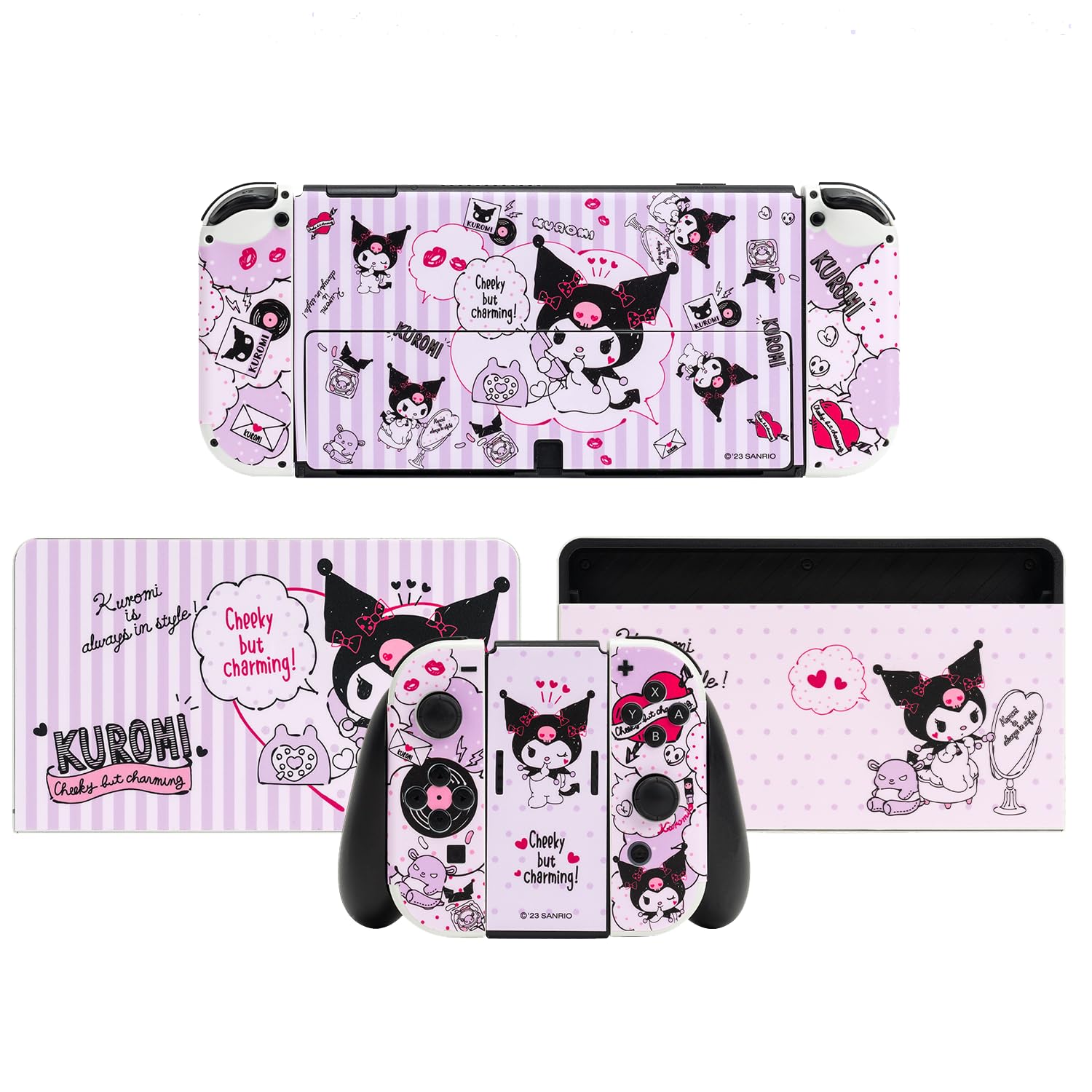 Yocore Full Wrap Skin, Protect and Personalize Your Switch OLED - Stylish Vinyl Skin Cover Stickers Compatible with Nintendo Switch OLED Console, Dock, Joy-Con - KLM Sweet Call