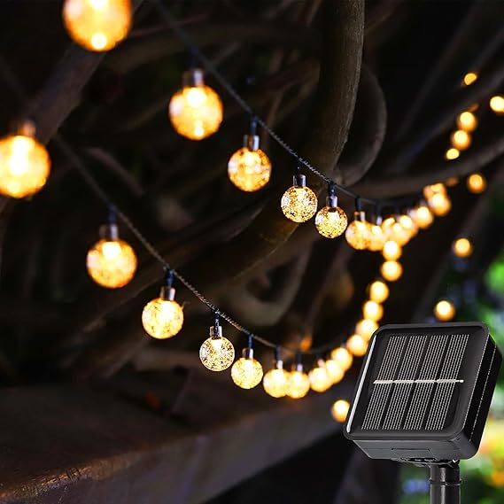 Metaku Solar String Lights Outdoor 23ft 50 LED Globe