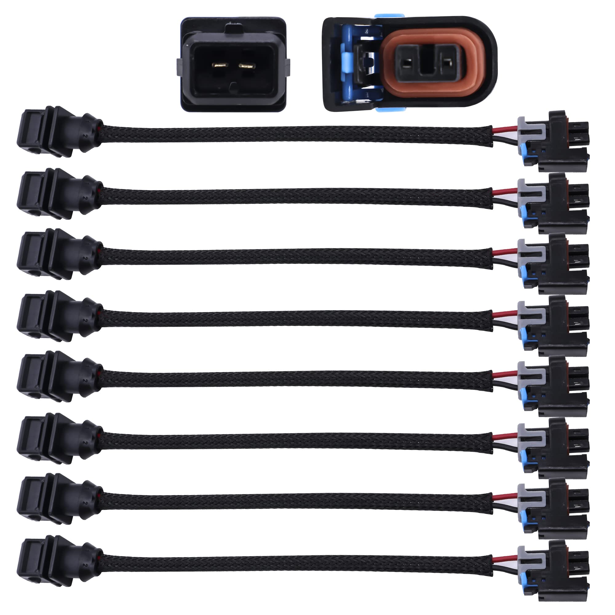HiSportFuel Injector Connector 8 PCS Pigtail Connectors Wire Compatible with Jetronic EV1 to Mini Delphi Multec