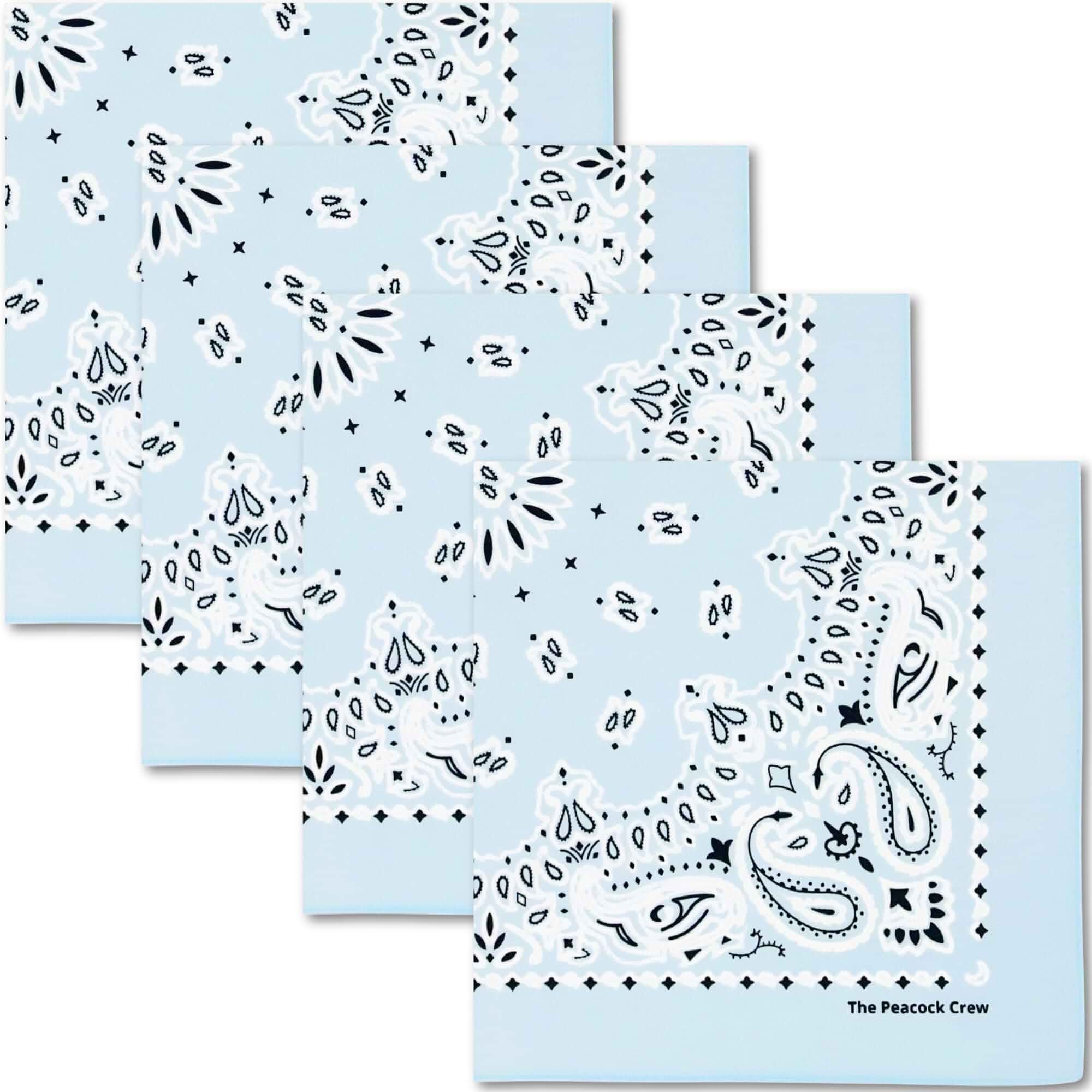 The Peacock Crew Premium Soft Cotton Bandanas Pack for Men and Women Paisley 22 x 22 inches Paisley