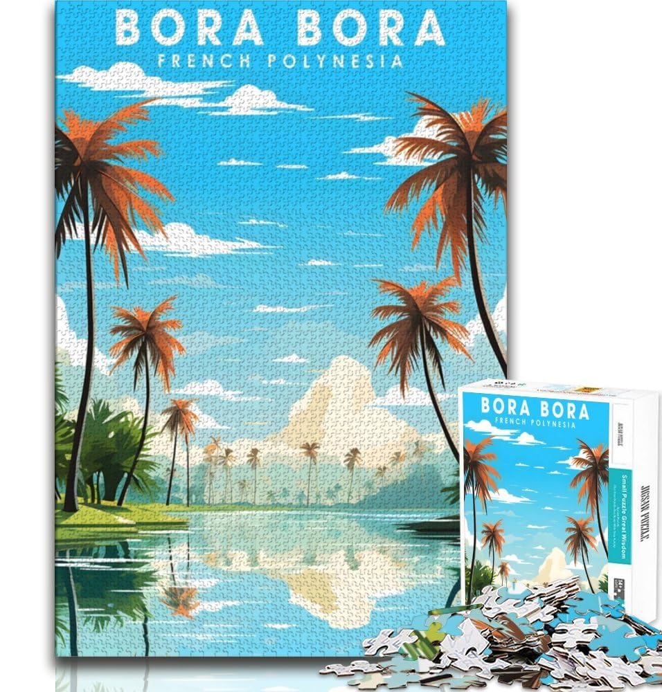 Bora Bora Travel Puzzles for Teenagers Teens 1000pc Puzzle,Family Game Stress Reliever Difficult Challenge Great Gifts And Toys 38x26cm