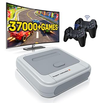 Kinhank Super Console X with 37,000+ Classic Games,Retro Video Game Consoles,Emulator Console for HD/AV Output,Compatible with 50+ Emulators, 2 Wireless Controllers