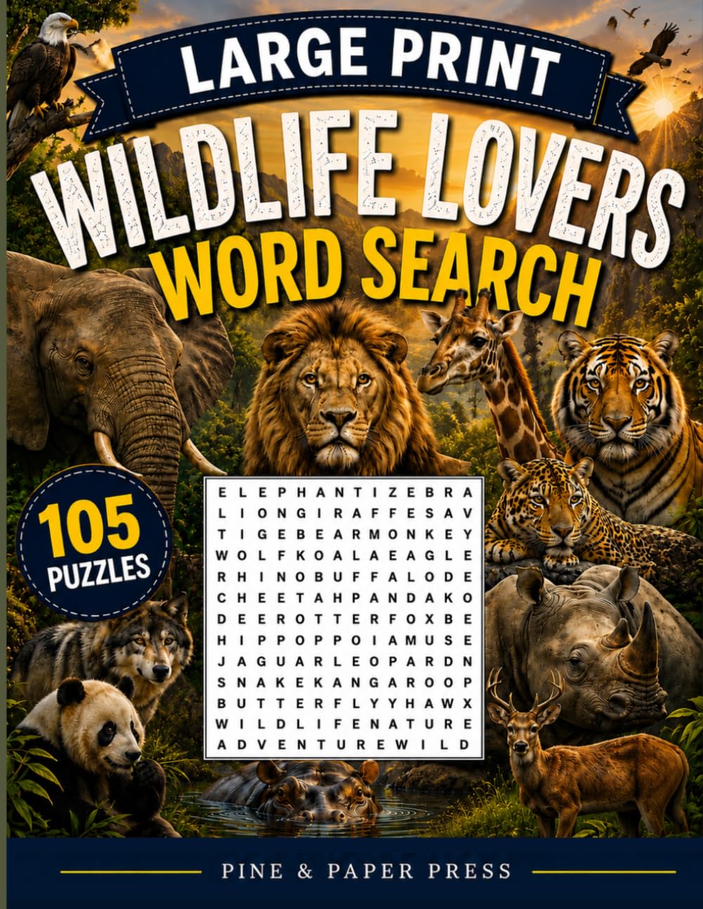 Wildlife Lovers Large Print Word Search: 105 Fun Puzzles for Wildlife Lovers