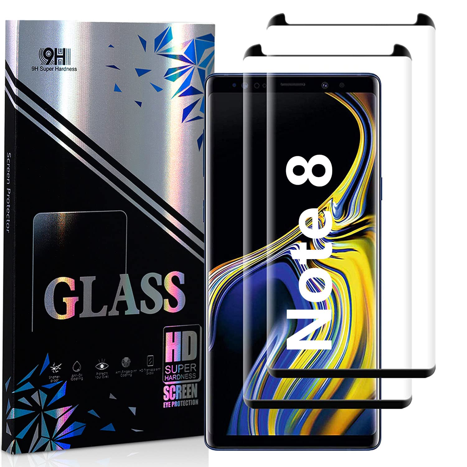for Samsung Galaxy Note 8 Tempered Glass Screen Protector [2 Pack] [3D Glass] [Anti-Scratch] HD Full Coverage Screen Protector for Galaxy Note 8