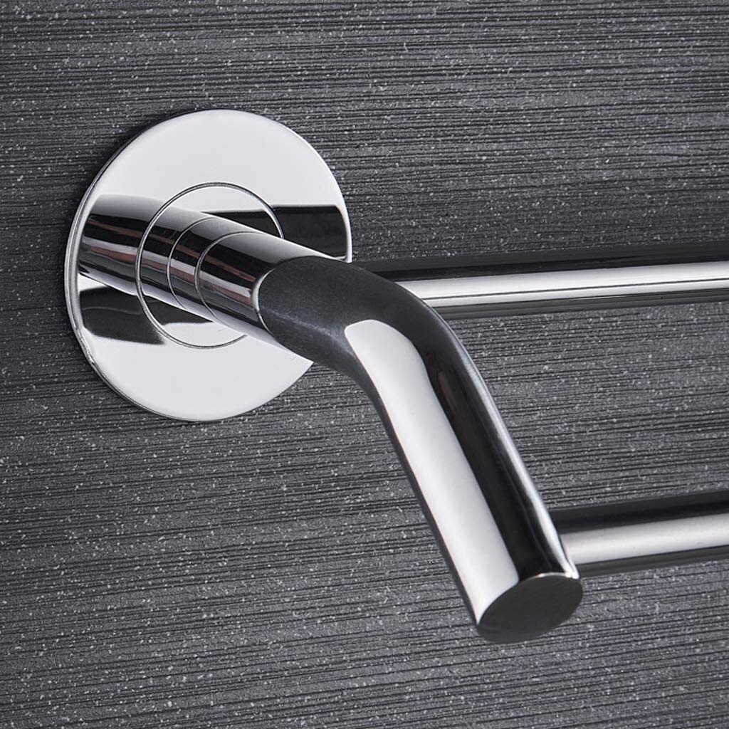 Portasciugamani doppio in acciaio inox, montaggio a parete, per bagno, hotel, 62 cm