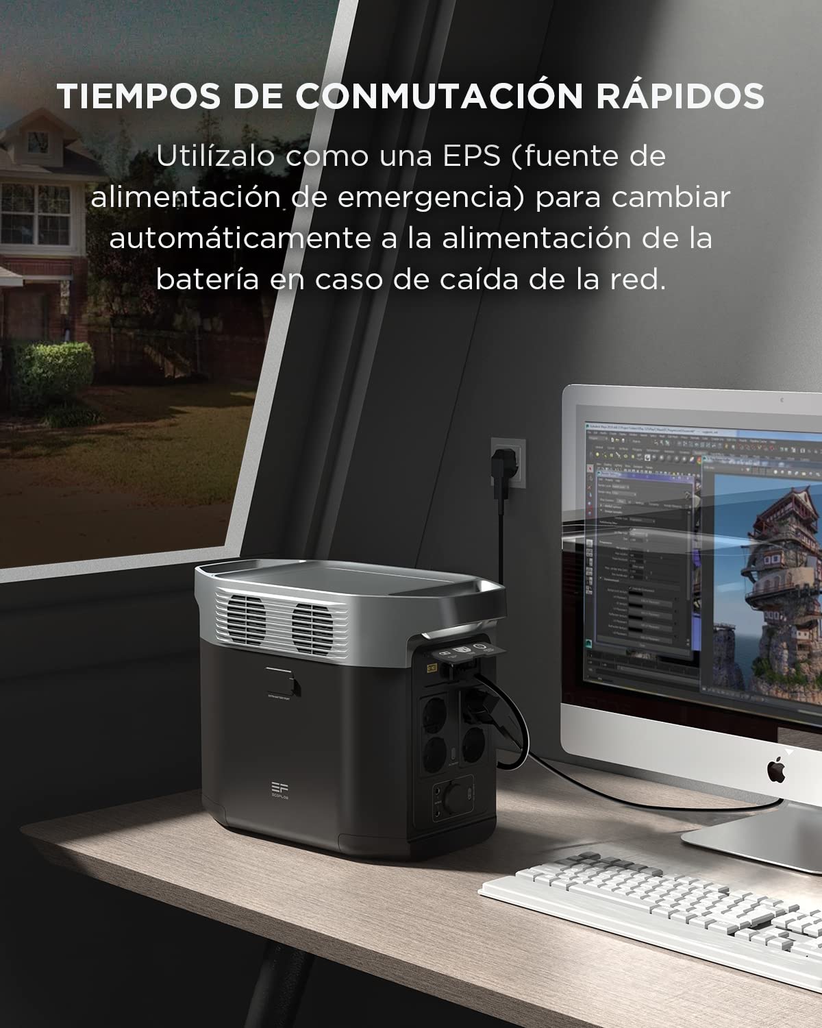 Estación de Energía Portátil EcoFlow Delta 2 con Capacidad Ampliable de 1 a 3 kWh, batería LFP, Carga rápida, Uso como generador Solar para alimentación de Reserva en casa, Camping y autocaravanas