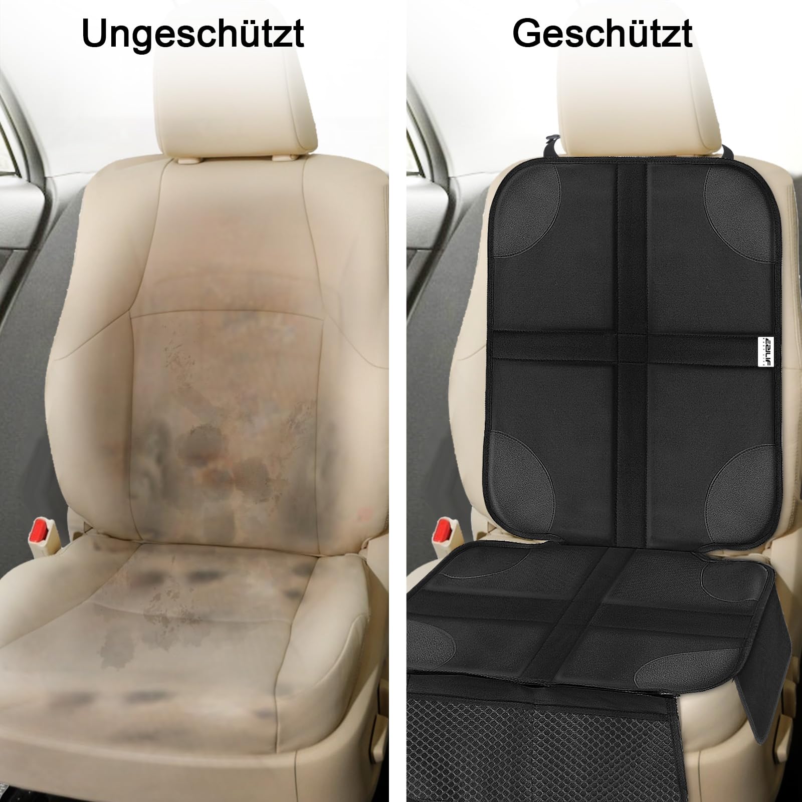 Walser Kindersitzunterlage, Auto-Sitzschoner Kindersitz, PKW-Sitzauflage Rutschfest, Tidy Fred XL Kindersitz-Unterlage ISOFIX-kompatibel Grau/schwarz