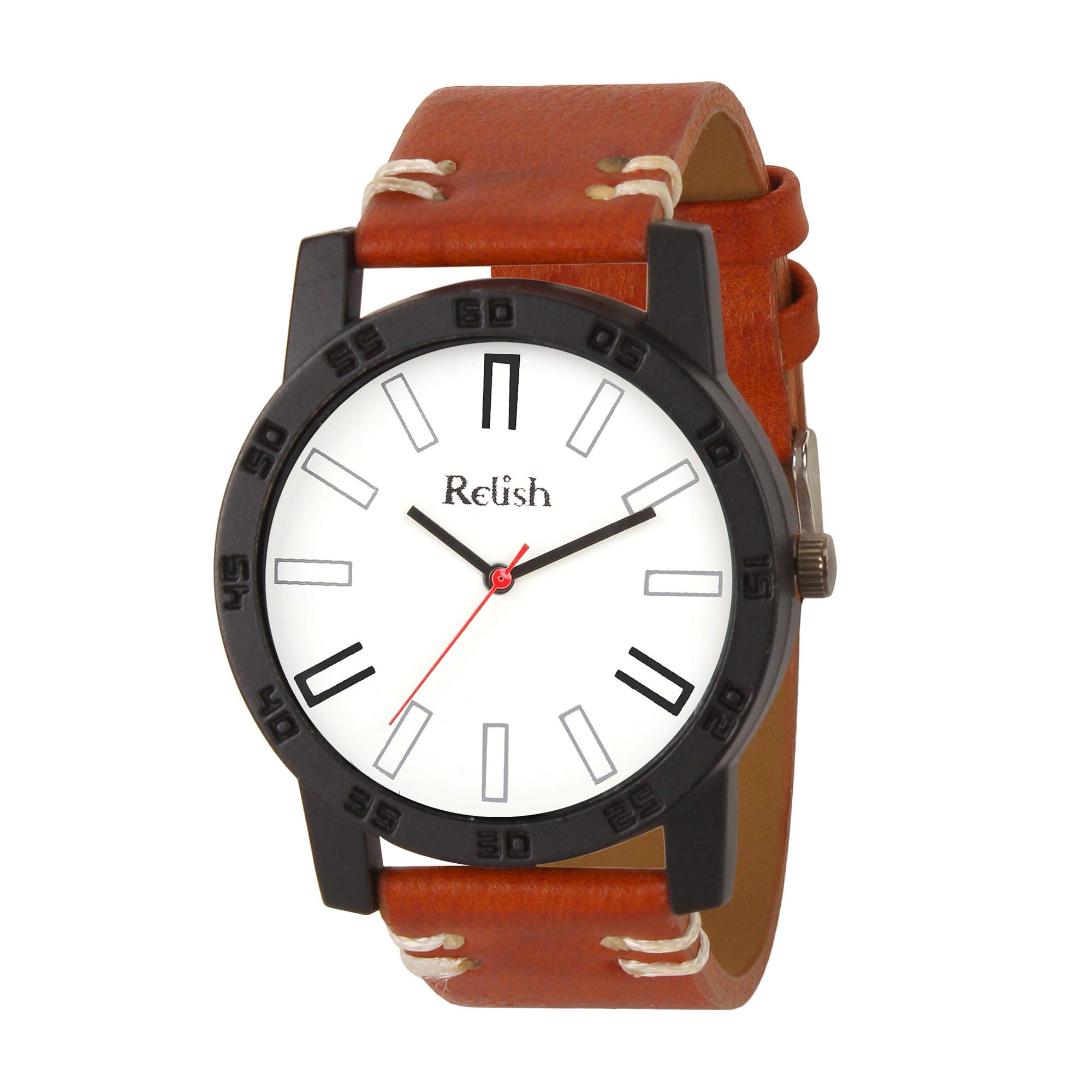 Relish Men Stainless Steel Case Analog Display Quartz Watch Brown Strap | RE-BB1099 (B08HV6Z16T) Amazon Price History, Amazon Price Tracker