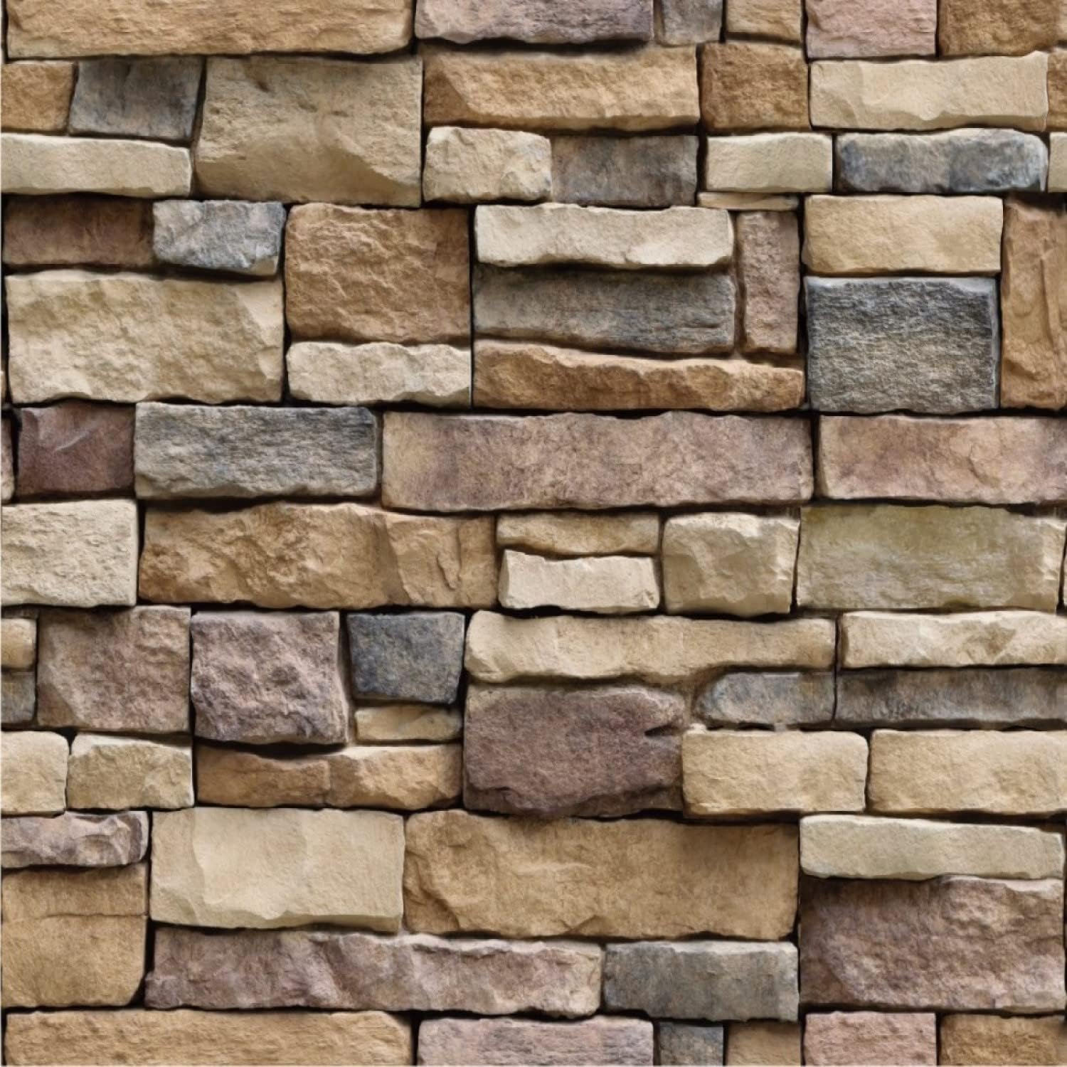 JAAMSO ROYALS Polyvinyl Chloride Ocean Brick Wallpaper Peel and Stick Wallpaper Sticker (Brown, 200 CM x 45 CM)