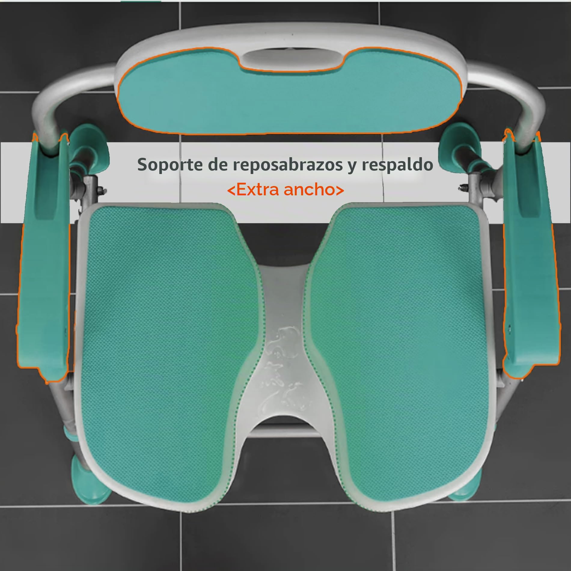 Silla de Ducha Plegable para Personas Mayores, Discapacitados y Embarazadas | Asiento 3D para Higiene Íntima | Antideslizante | Altura Ajustable | Respaldo y Reposabrazos, Capacidad 150 kg