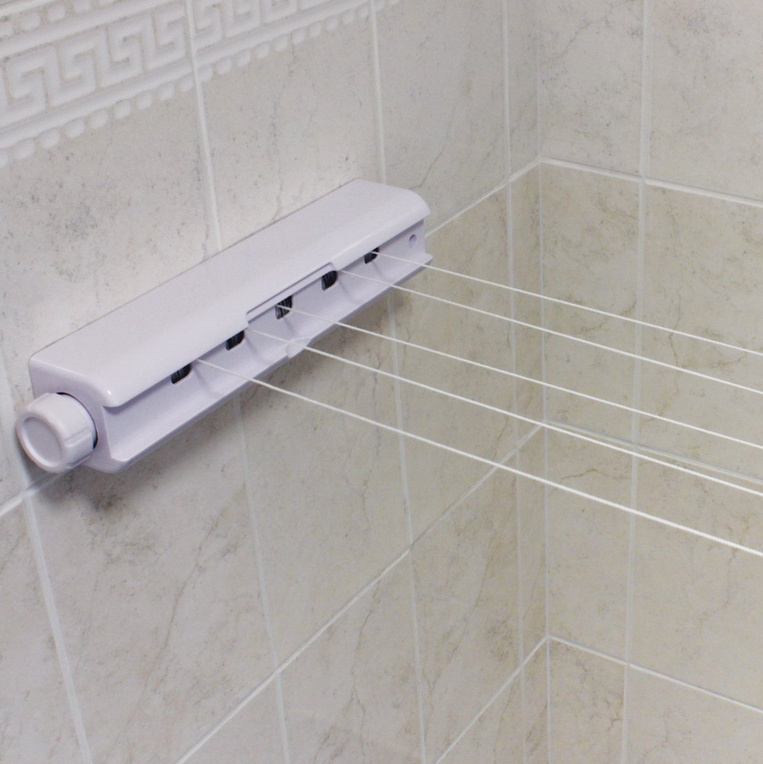 JVL 18 Metre 5 Line Wall Mounted Indoor/Outdoor Retractable Clothes Hanging Washing Airer Line