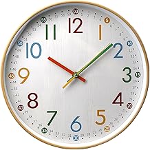 SUNOYA Children's Wall Clock 30 cm, Learning Clock, Children's Wall Clock, Clocks for Children, Modern Quartz Silent Wall Clock, Colourful Learning Clock for Boys Girls Children's Room Bedroom School