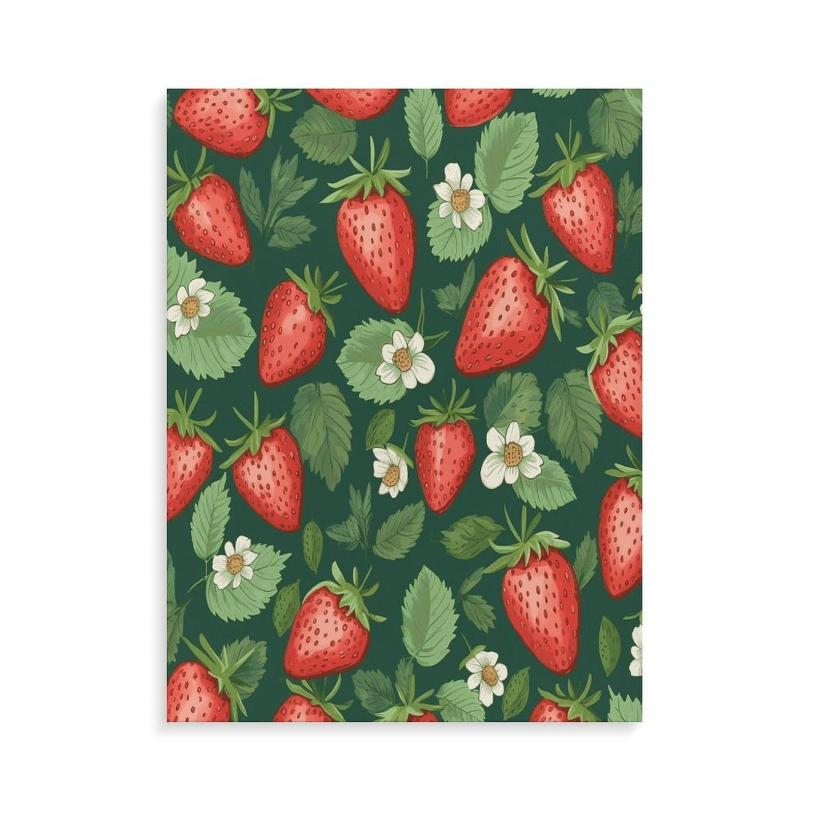LPAGBCNU Malen nach Zahlen mit frischen Erdbeeren und Blättern, Malen-nach-Zahlen-Set für Erwachsene, Anfänger, Erwachsene, Malen nach Zahlen, Kits auf Leinwand, DIY-Acryl-Ölfarben, Malerei mit