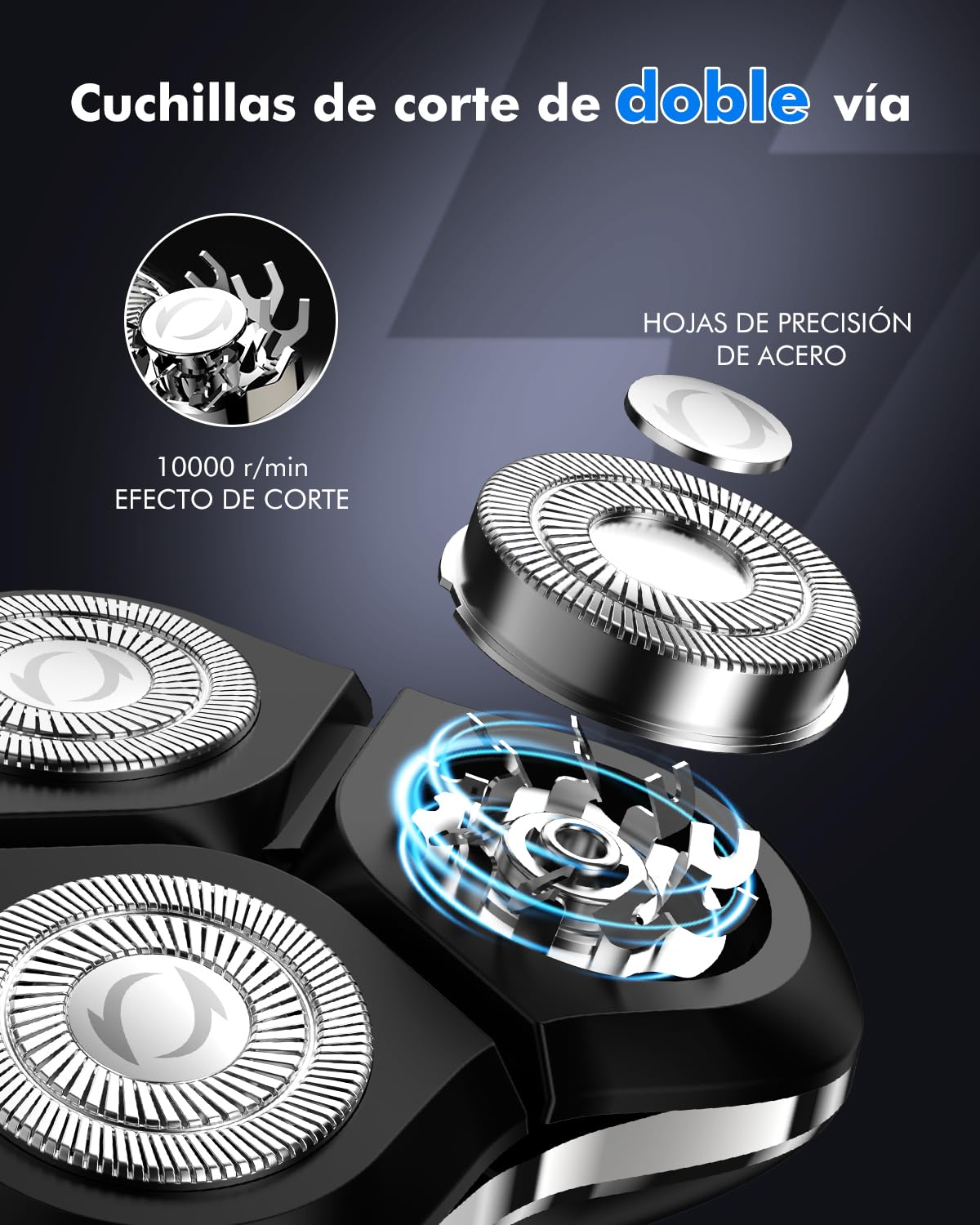 Afeitadora Electrica Hombre, 3D Maquina de Afeitar hombre Con Base recargable -Recortadora de Barba-Hombre de Pantalla LED -Afeitadora En Seco/Húmedo -Afeitado a Prueba De Agua IPX7