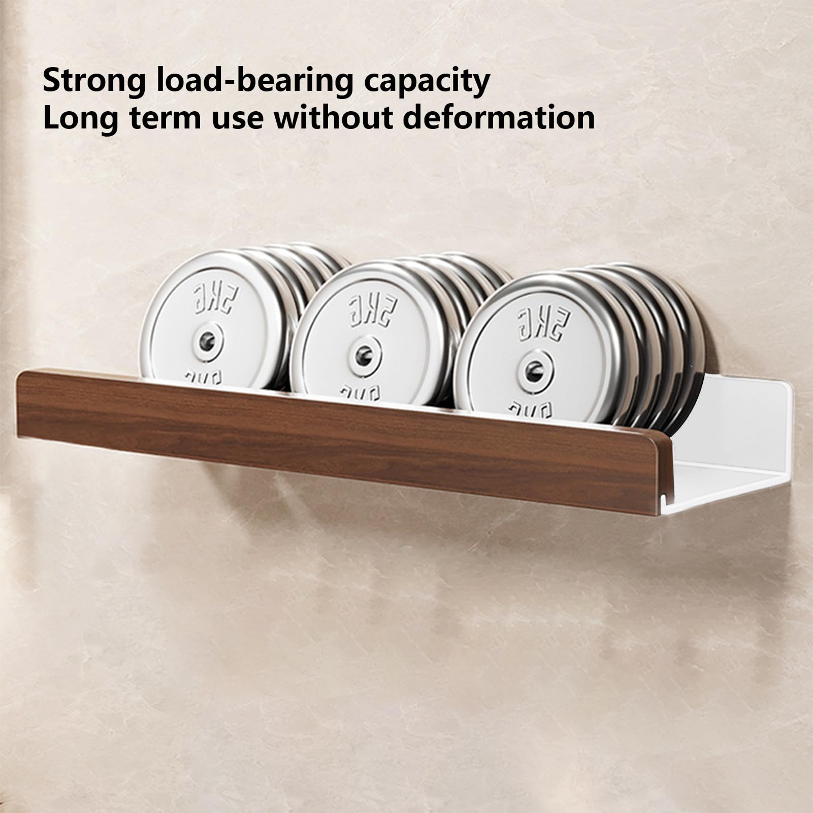 Estantes de ducha de madera sin taladrar, paquete de 2 estantes flotantes de pared, ideal para baño, cocina, sala de estar, oficina, dormitorio nizat (40 cm)