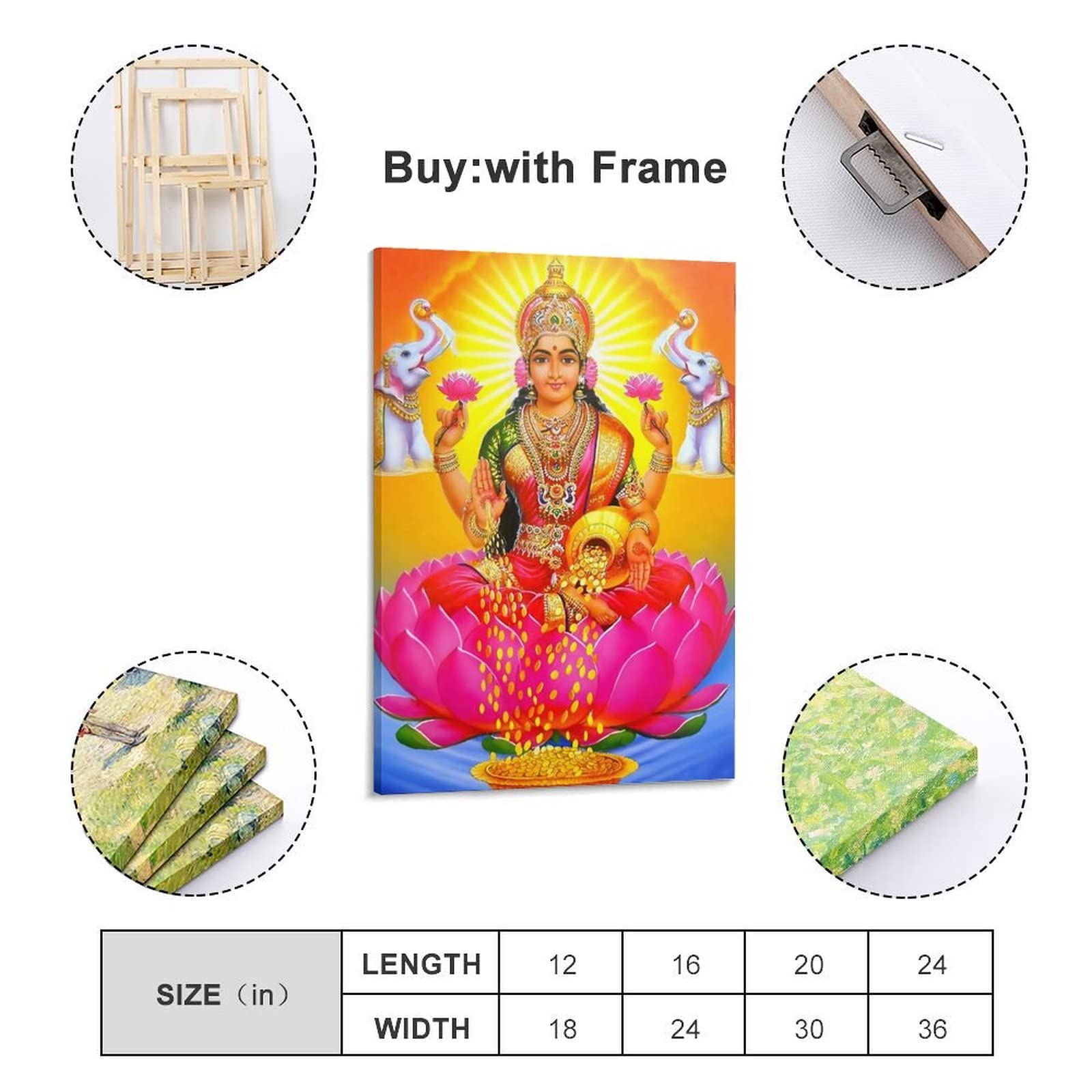 DIN A4 Kunstdruck Lakshmi – Hindu Göttin Des Reichtums, Ungerahmt, Hochwertiges Mattes Fotopapier 230 G/m²