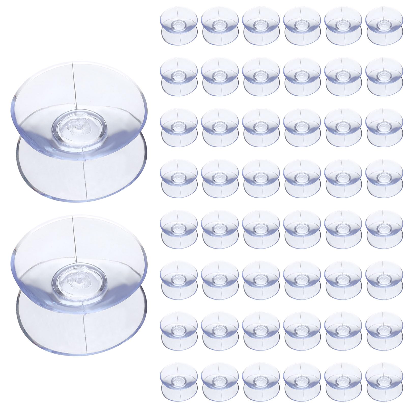 sourcing map 50 Pack Double Sided Suction Cups, 1.2 Inch Glass Table Spacers Sucker Pads Clear Silicone Top Bumper for Patio Glass Tables, Mirror, Cutting Board