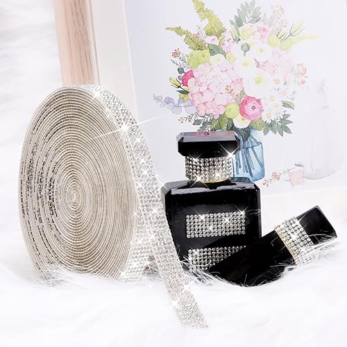 Miniatura 8 de Cinta autoadhesiva de diamantes de imitación de cristal, 3 yardas, cinta de diamantes de imitación con diamantes de imitación de 0.079 pulgadas para