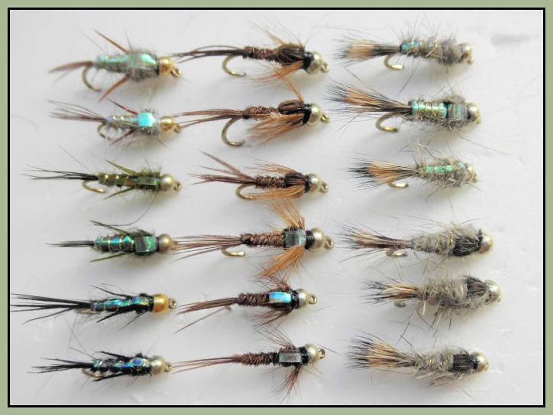18 Barbless Goldhead Nymphs, Hares Ear,Pheasant tail,Trout Flies, choice of sizes (Mixed)