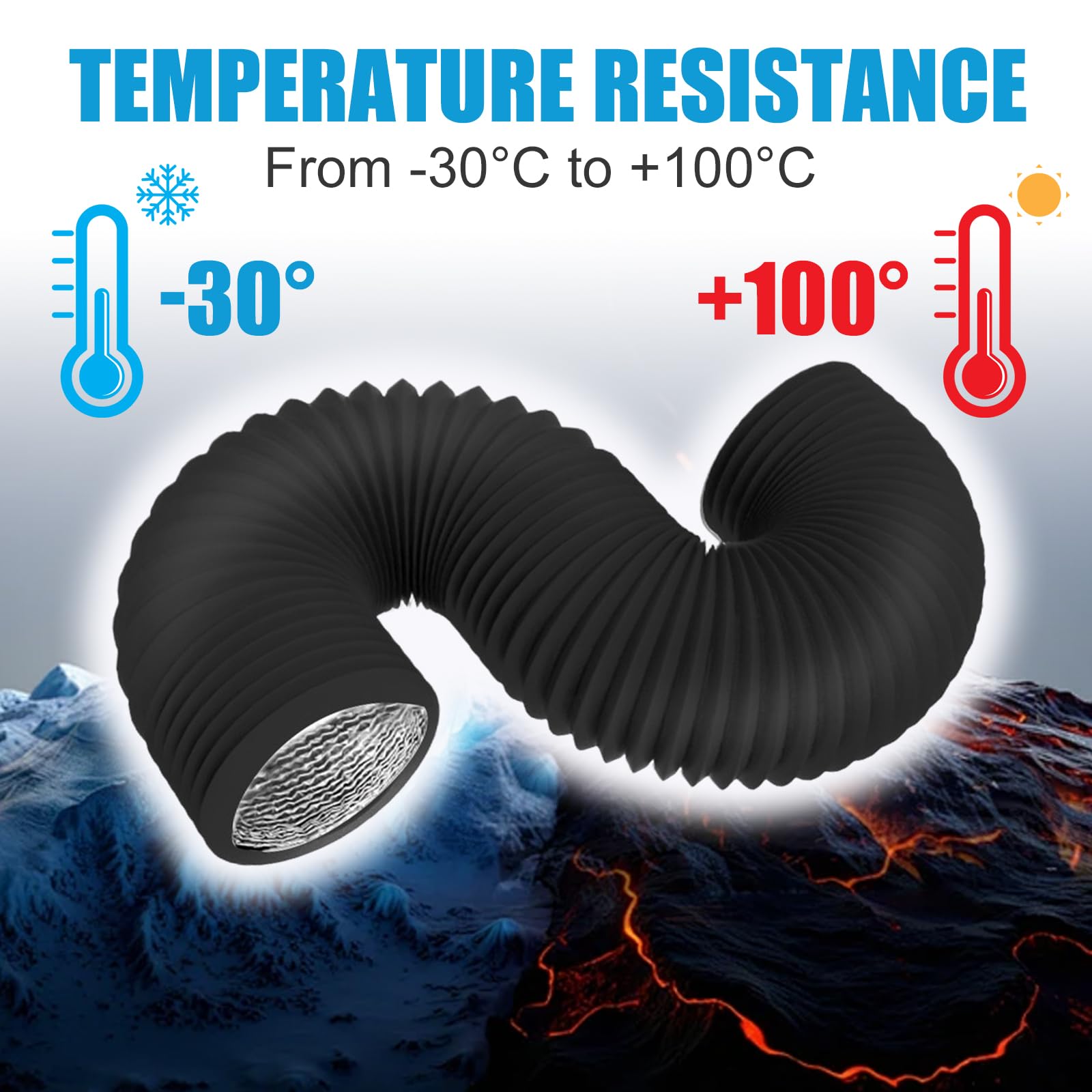 Abluftschlauch 100mm/150mm,Klimaanlage Schlauch,PVC Alurohr Flex-Schlauch mit 2 Schlauchschelle Edelstahl,Schlauch Verlängerung für Mobile Klimaanlage,Abzugshaube,Belüftungssystem (150mm(D)*5m(L))
