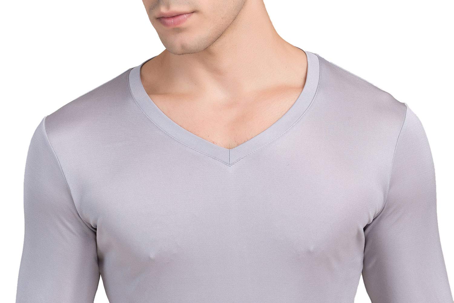 Paradise Silk Maglia da uomo in pura seta con scollo a V a maniche lunghe