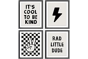 Retro Checkered Wall Art for Teen Boys Room Decor