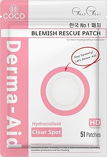 COCO-HONEY Cocohoney Acne Patches Pimples Zits Patch Blemish Treatment Derma-Aid Hydrocolloid for Blemish Spot, Face & Skin Care, Facial Stickers, Blisters Cracked Skin (Clear Spot)