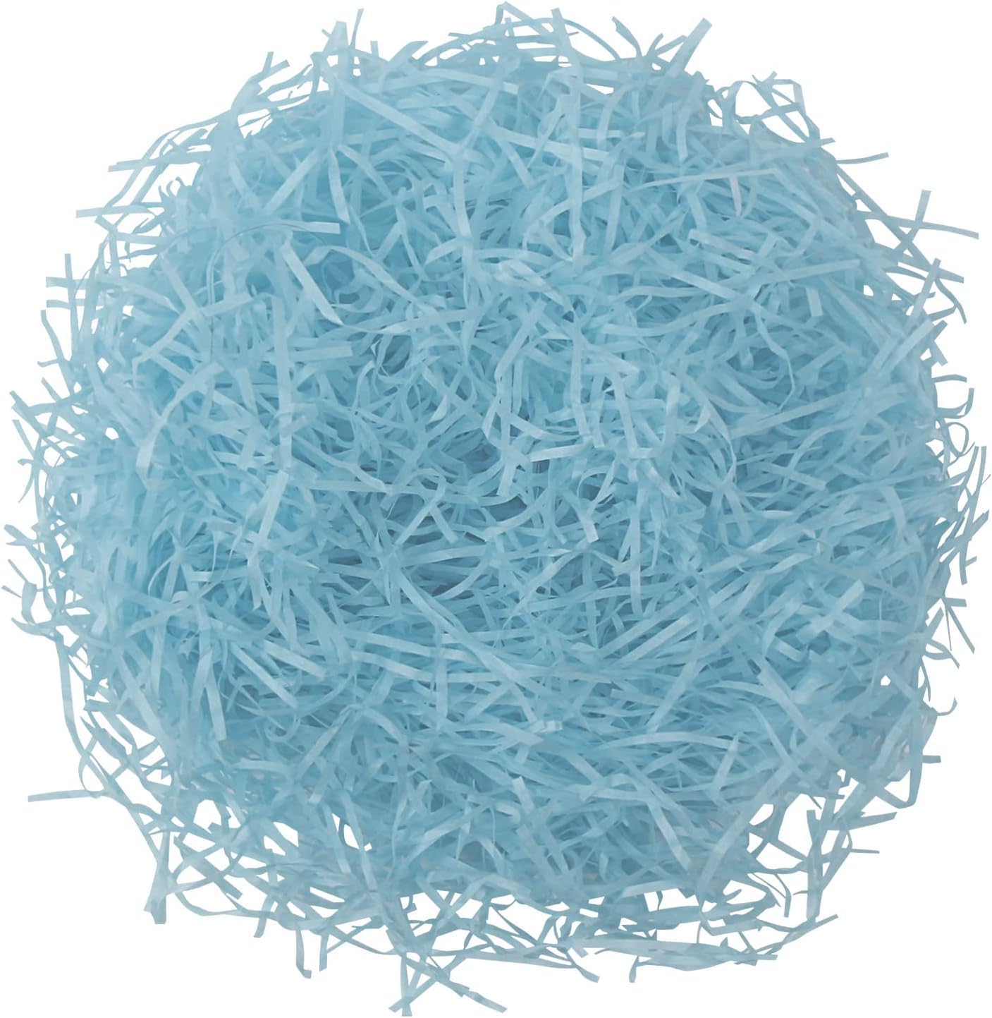 INCHEON PARTY Shredded Paper for Gft Box,7 Oz Light Blue Raffia Grass Crinkle Cut Paper for Easter Basket Filler and Packaging Supply