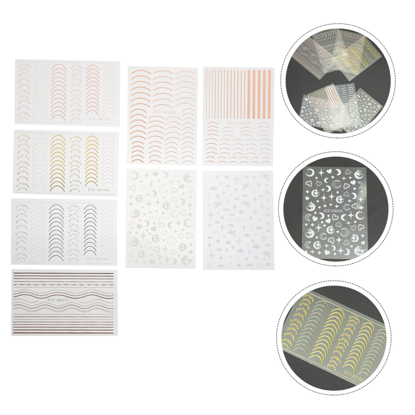 Didiseaon 5 Set Di Adesivi Per Nail Art Decalcomanie Adesivi Per Nail Art in Rilievo Adesivi Decorativi Per Unghie Per Donne Moda 8 Fogli * 5