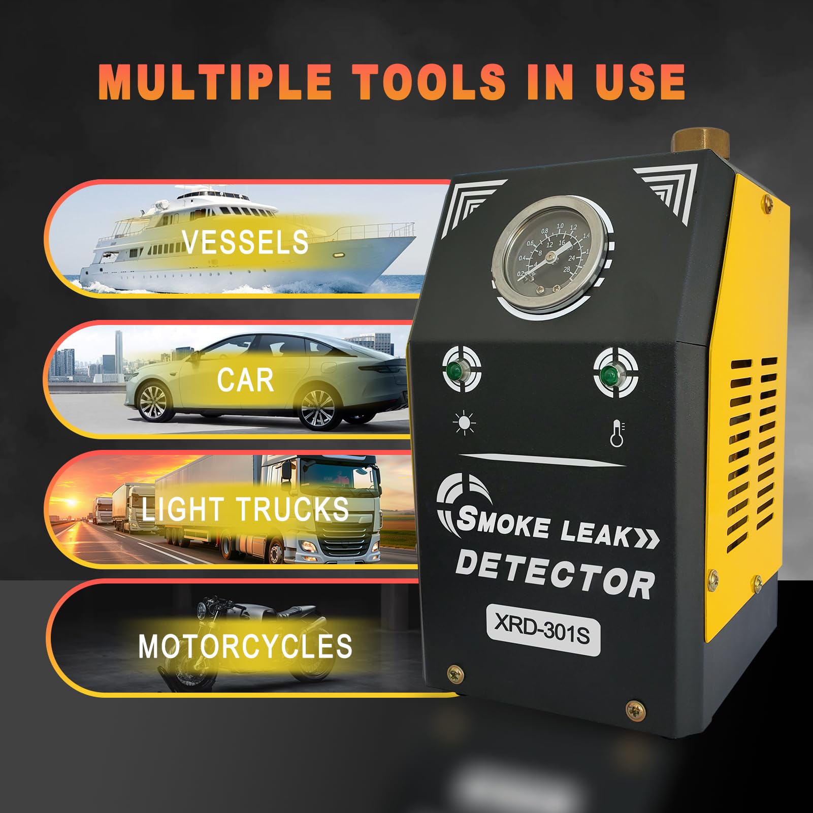 Smoke Machine Automotive with Built-in Air Pump and Pressure Gauge, Automotive Smoke Machine - 12V DC EVAP Smoke Machine for 12V Cars, Motorcycles, Trucks, Boats, ATVs