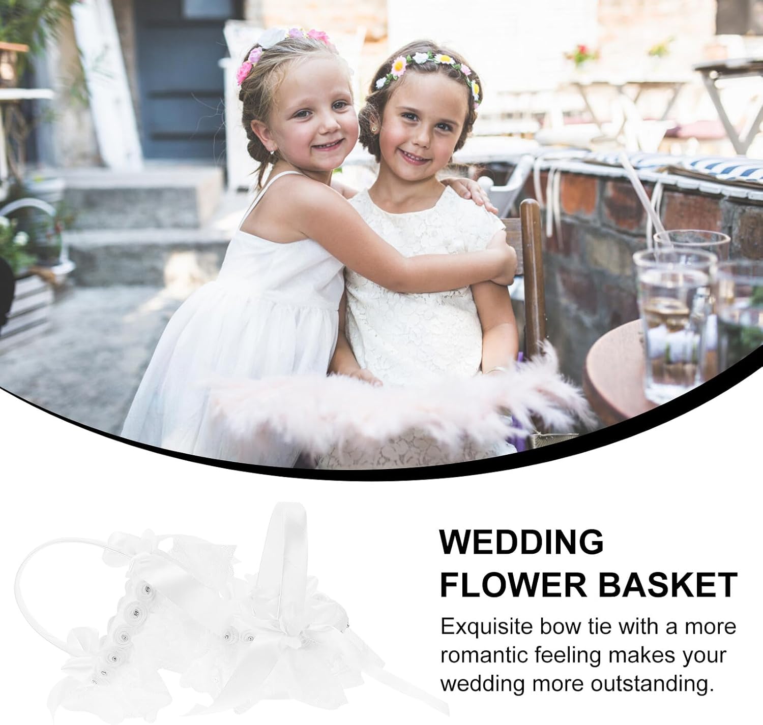 NUOBESTY Flower Girl Basket Handheld Lace Flower Basket for Weddings 2pcs Small Size Wedding Supply Ceremony Decor