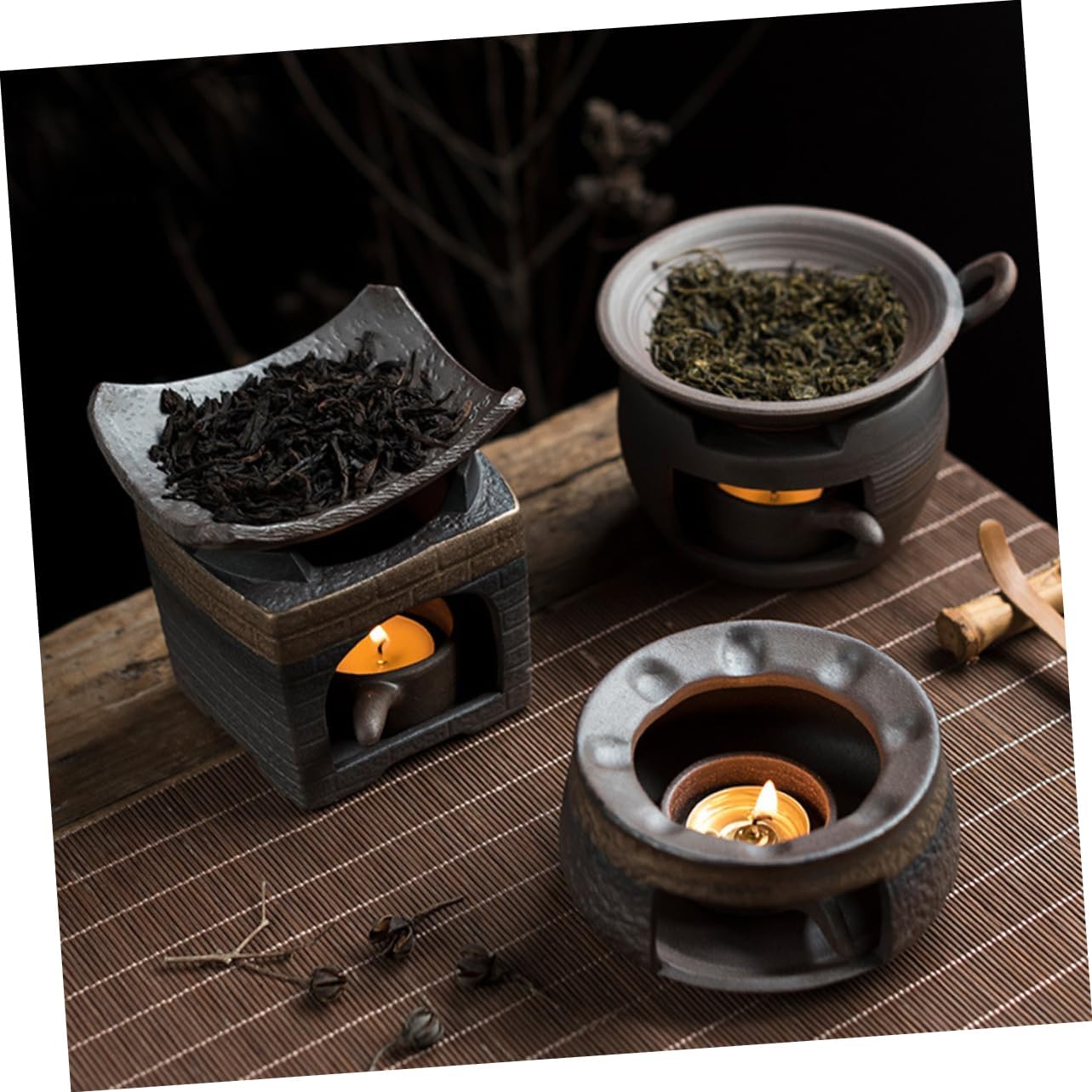 GLEAVI Ceramic Tea Warmer Stove Multi-Functional Teapot Stand for Home Brewing Tea Accessories Heat Retention for Loose Leaf