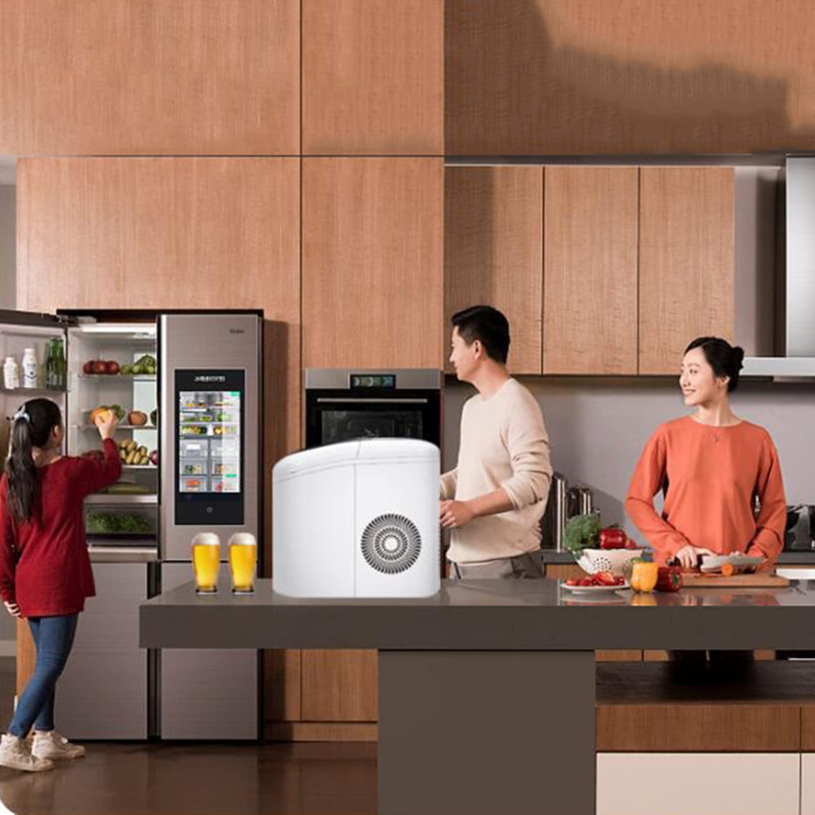 Ice Maker Ice Maker Countertop Machine 9 Ice Cubes Ready In 6-8 Minutes Makes 40 Lbs Of Ice Per 24 S Self Clean See Through Lid With LED Display For Home Bar Party on Fridge.com - View 2