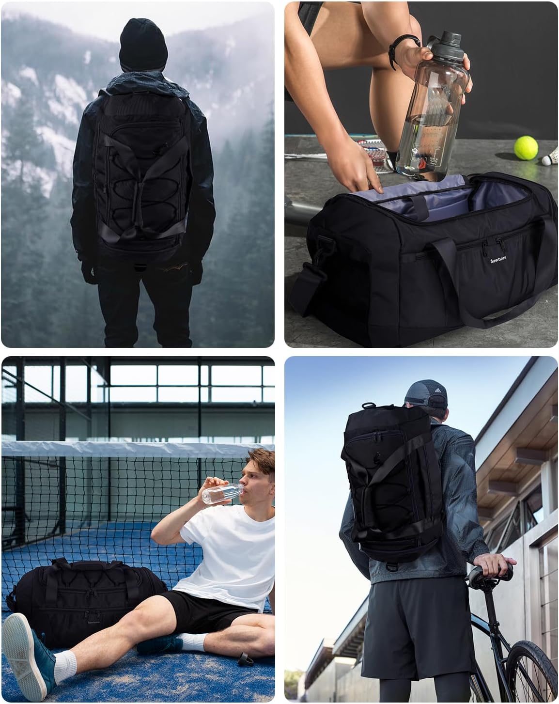 Sportsnew Gym Bag for Men Women with Shoe Compartment,Duffel Bag for Travel with Wet Pocket & Laptop Compartment,Mens Weekender Overnight Carry On Backpack Bag(Black Patent Pending) - Image 3