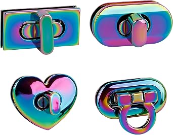 Framendino, 4 Pack Rainbow Color Twist Turn Lock Clasp Bag Closure Latches for DIY Handbag Purse Making