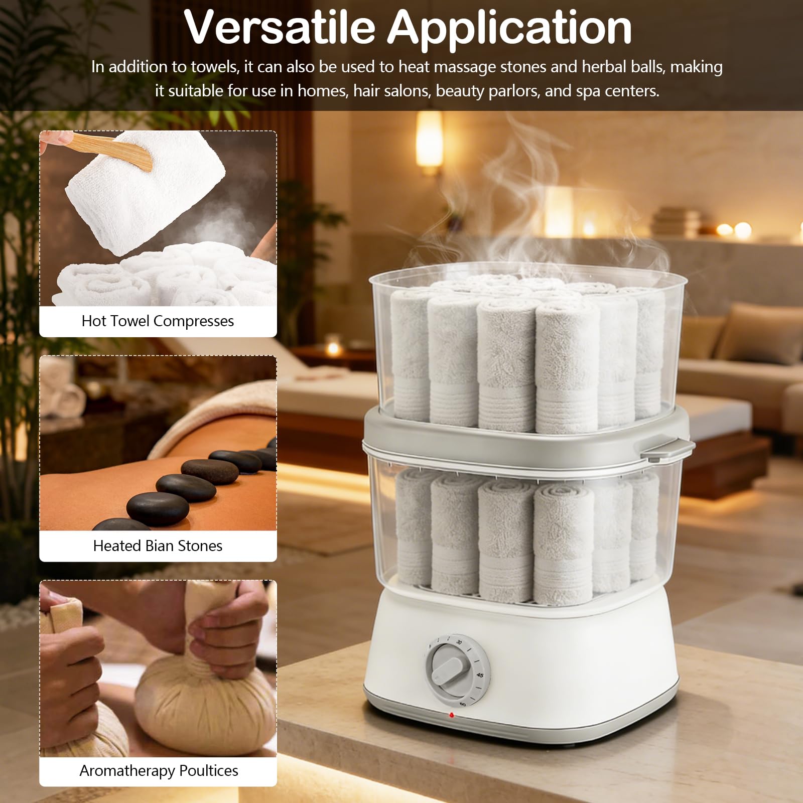 Calentador De Toallas, Vaporizador Toallas Calentamiento Eléctrico De 6L con 2 Niveles De Calor Ahorro De Energía Calienta 18 Toallas Y Apagado Automático para El Hogar Peluquerías Y Spas