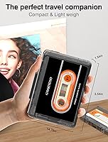 Vista 6 de Bluetooth Cassette Tape Player with 1100mAH Rechargeable Battery, Compact Vintage Cassette Player with Earphone, Back Clip Portable Cassette Player