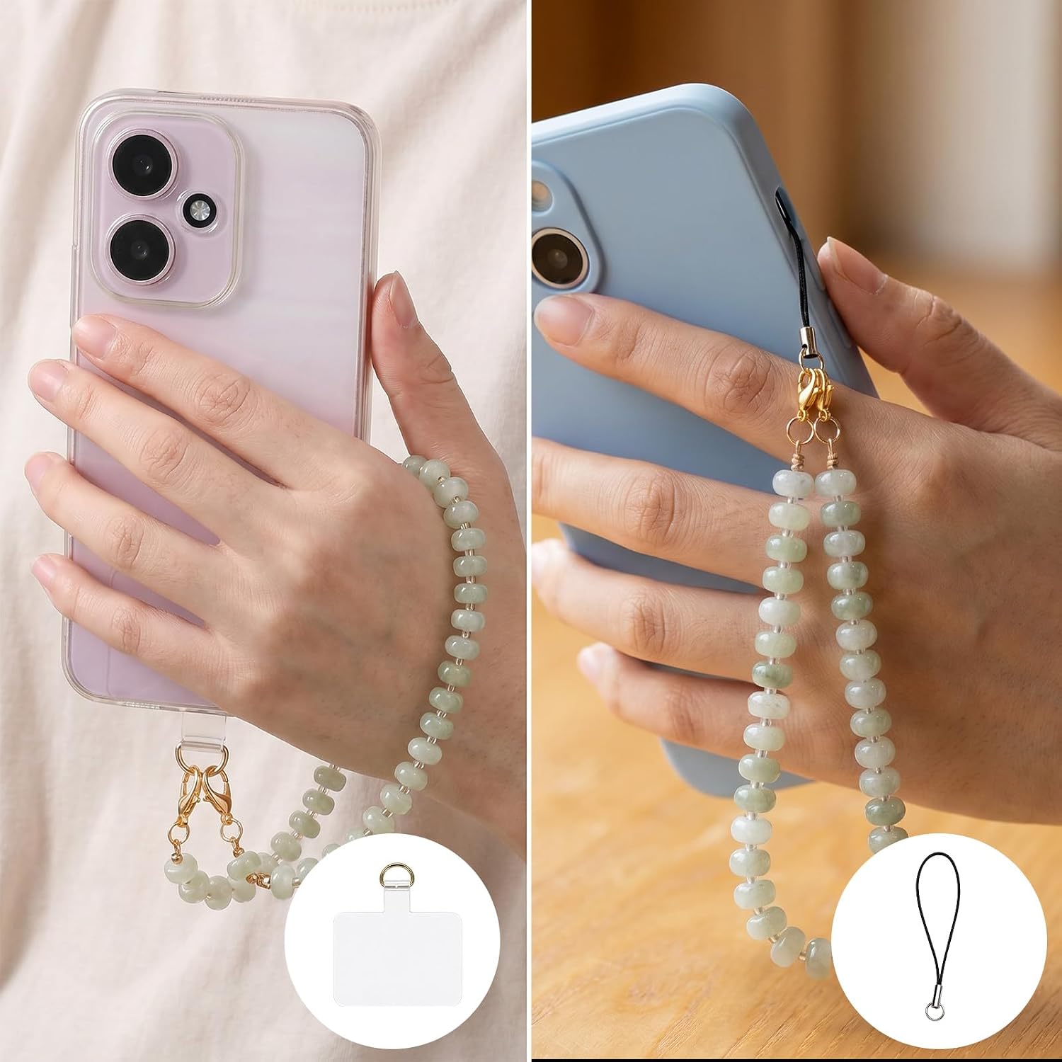 Natural Stone Beaded Phone Wrist Strap for Women Detachable Wristlet image 5