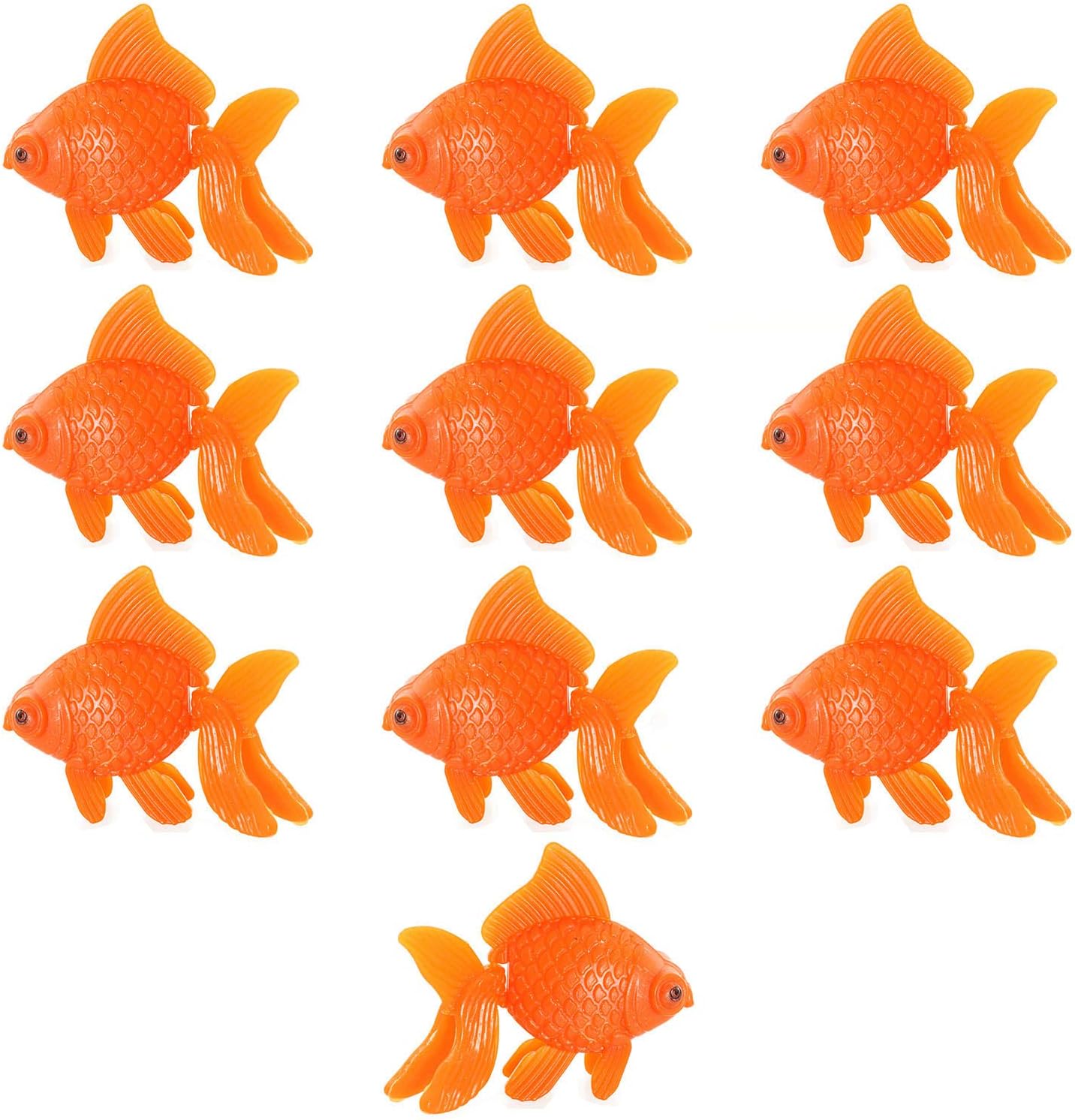 Magic&shell Plastic Gold Fish 10PCS 2 Inches Long Orange Color Artificial Floating Goldfish Ornament Fish for Aquarium Fish Bowl Tank Ornament