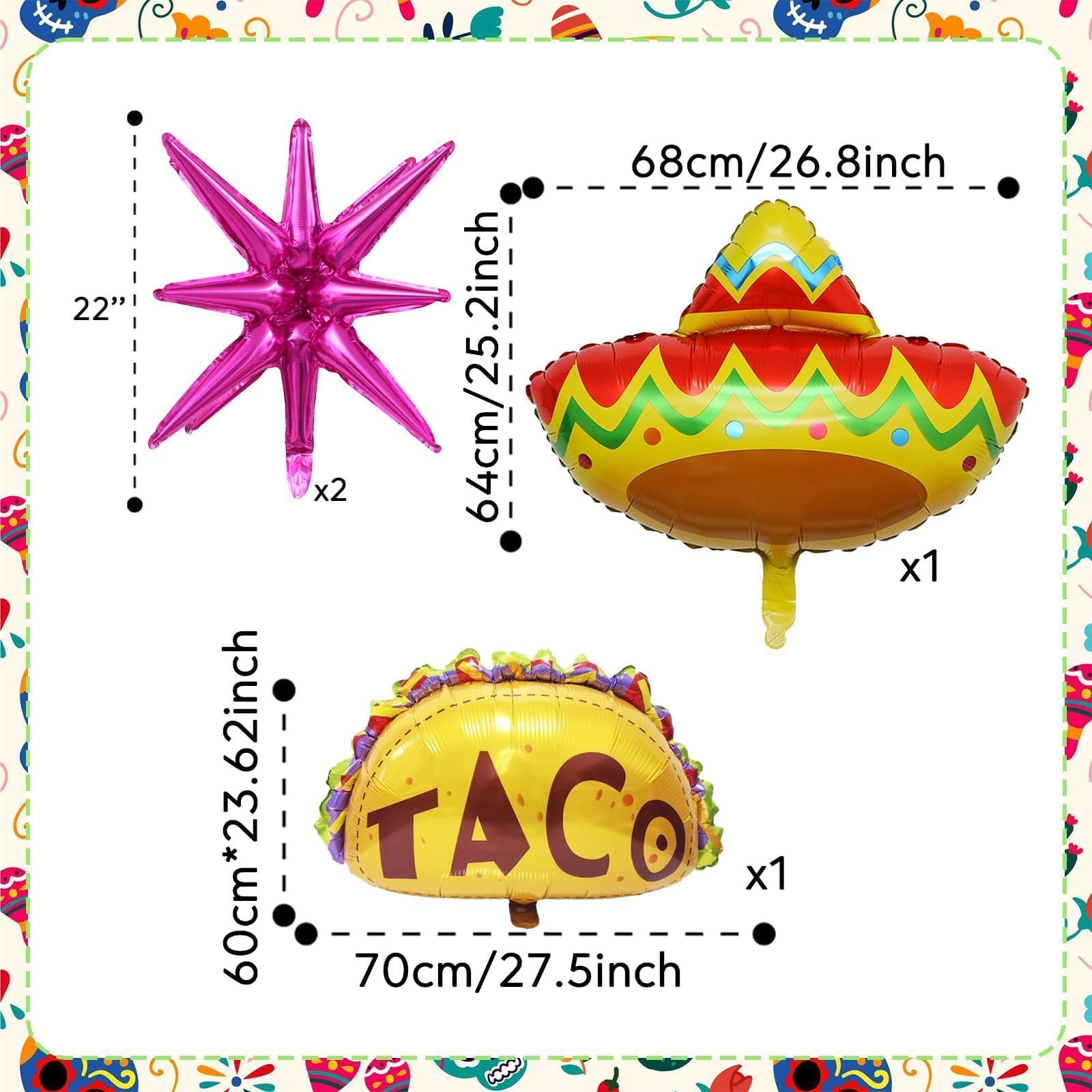 Fiesta Zestaw łuku balonowego, 100 szt. meksykańskiej fiesty, dekoracje imprezowe z balonami foliowymi z lamą Sombrero, tęczowa girlanda balonowa, do Cinco De Mayo, Taco, na dwa dni, urodziny,