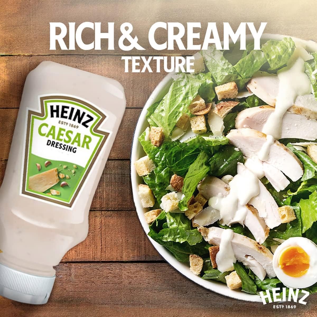 Heinzs Caesar Dressing β Creamy Classic Salad Dressing with Parmesan Cheese, Garlic & Herbs in a Convenient Squeeze Bottle 225ml (USA) 1