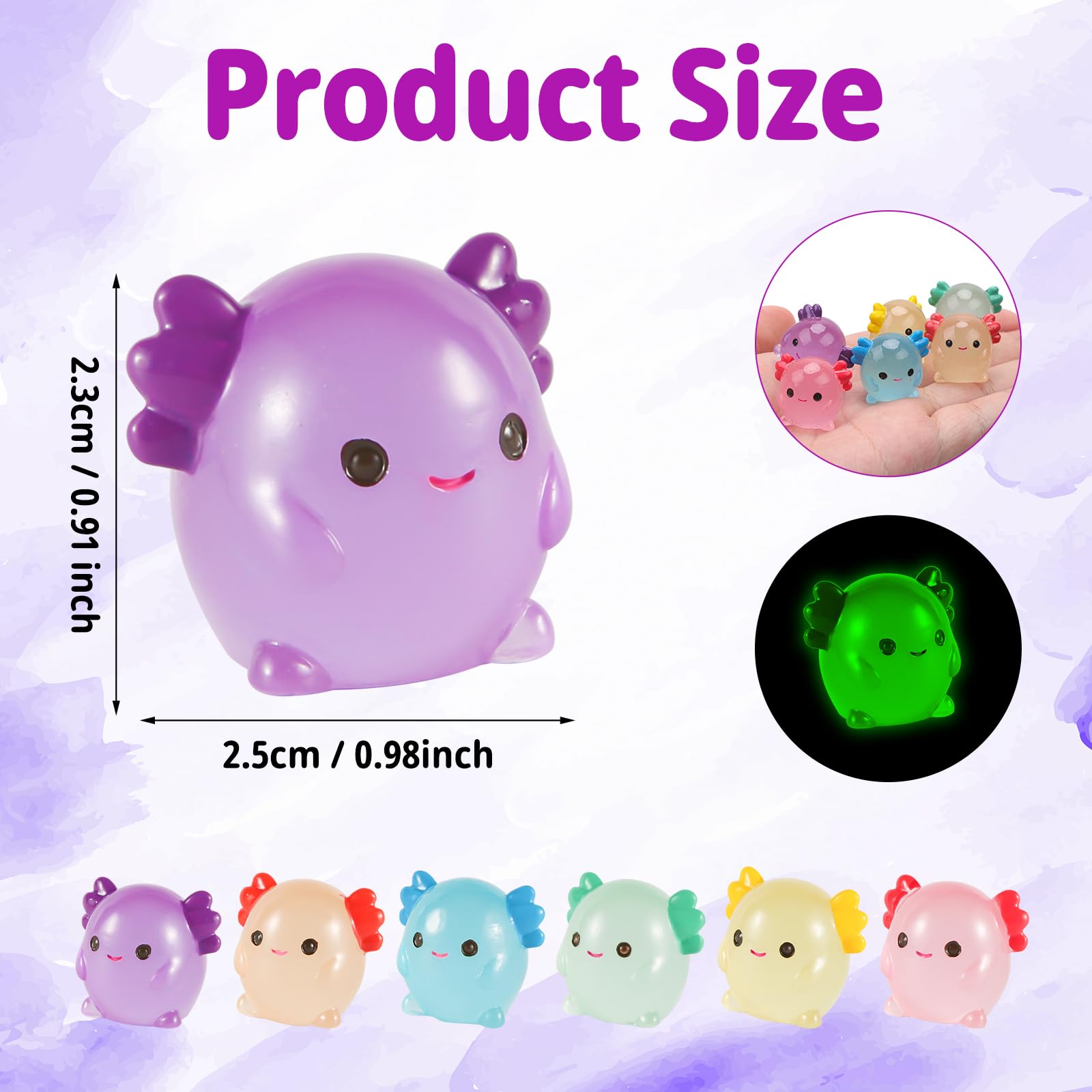 NQEUEPN 30pcs Luminous Mini Resin Squishy Axolotl - Image 2