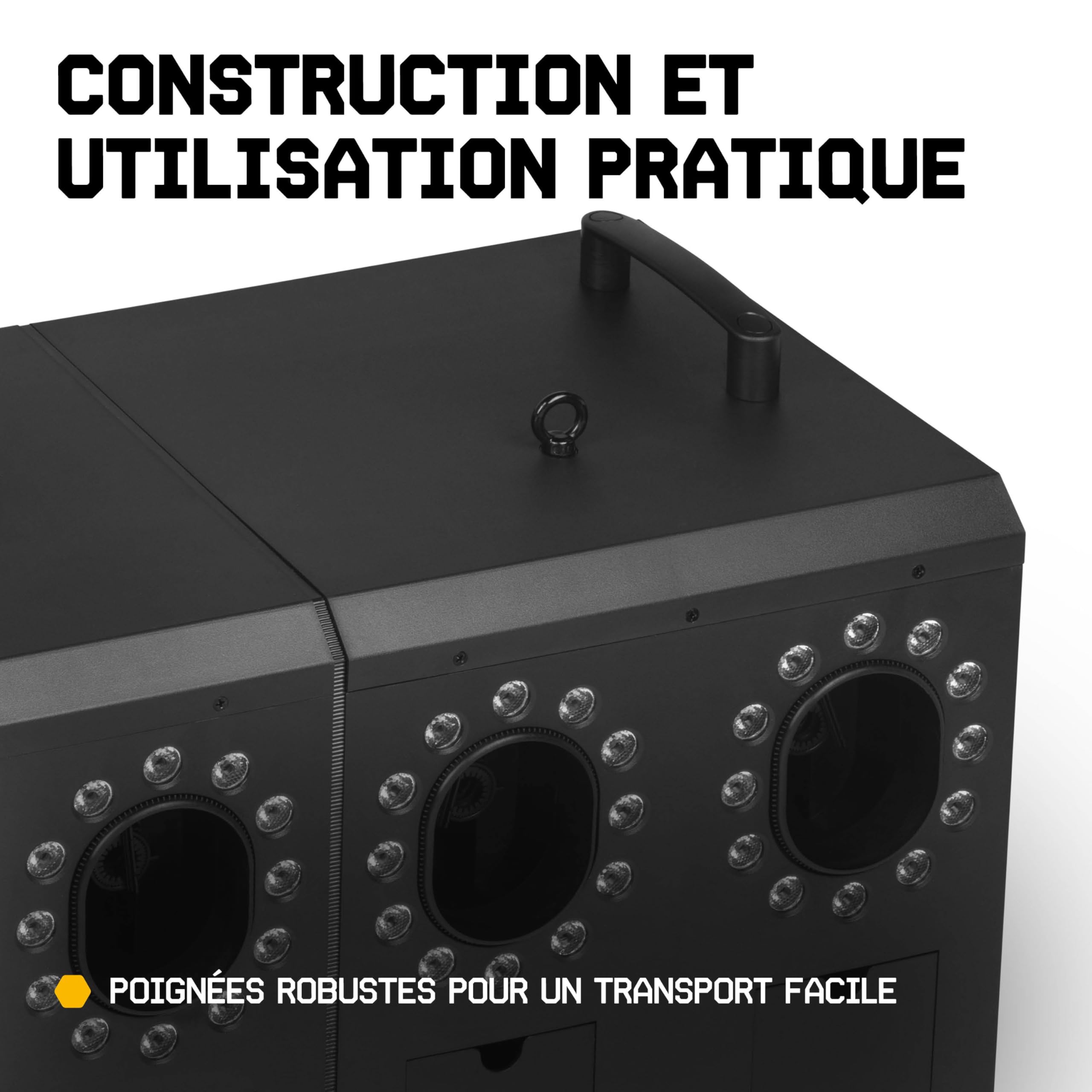 BeamZ Cyclone400 Pack Machine à Fumée et à Bulles 2-en-1 avec 48 LEDs RGBW, 10L de liquide à fumée et 10L de liquide à bulles inclus