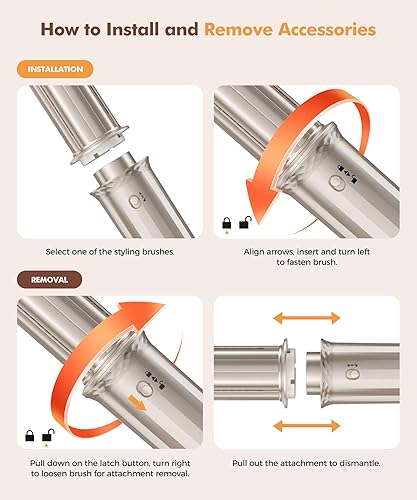 Miniatura 8 de Cepillo secador de pelo 6 en 1, estilizador de pelo con rizadores automáticos, secador de pelo iónico negativo de alta velocidad de 150,000 RPM,
