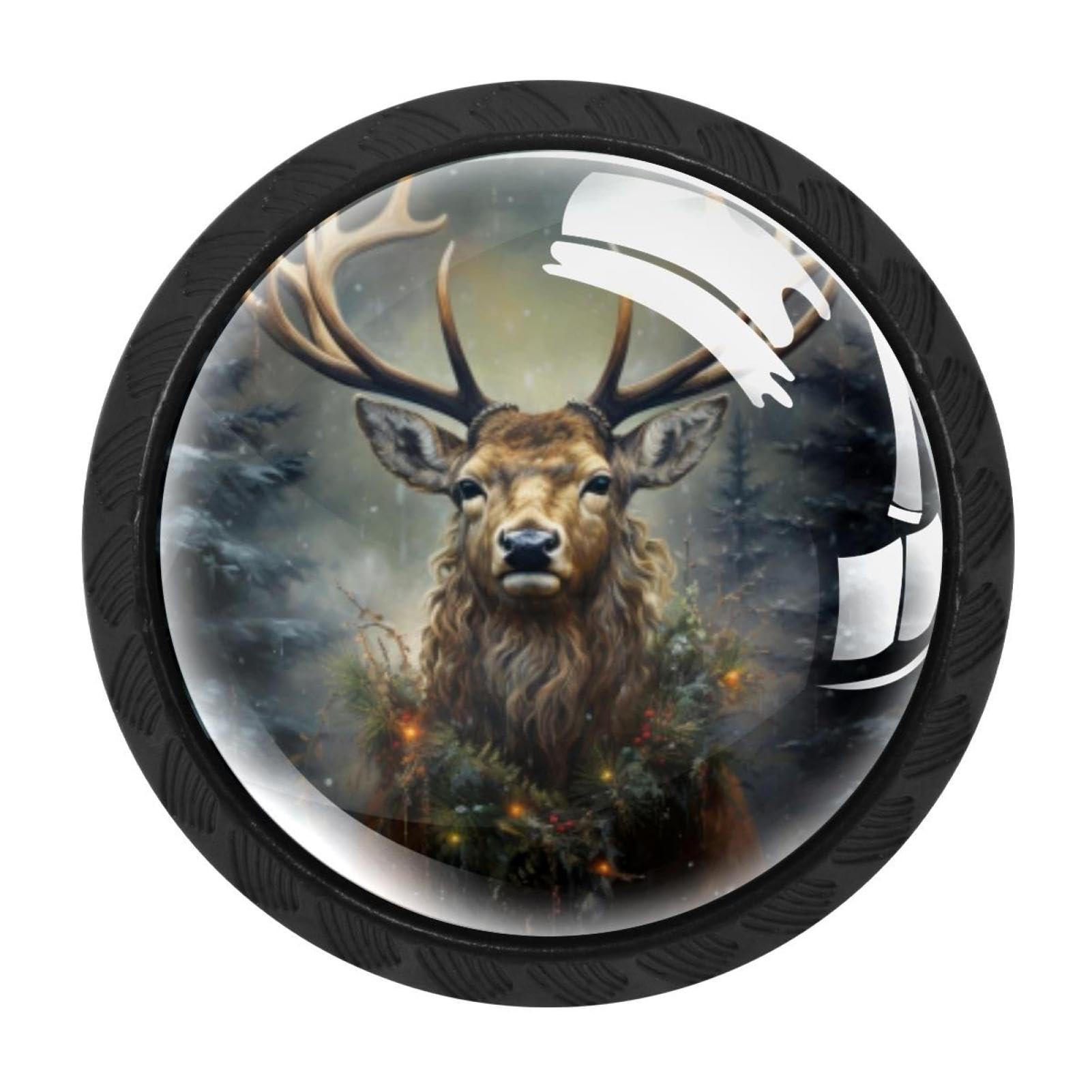 CHENZZZZ 4 Pack Vintage Christmas Elk Kitchen Cabinet Knobs Drawer Knobs Door Dresser Handles for Personalized Gifts Great for Any Occasion