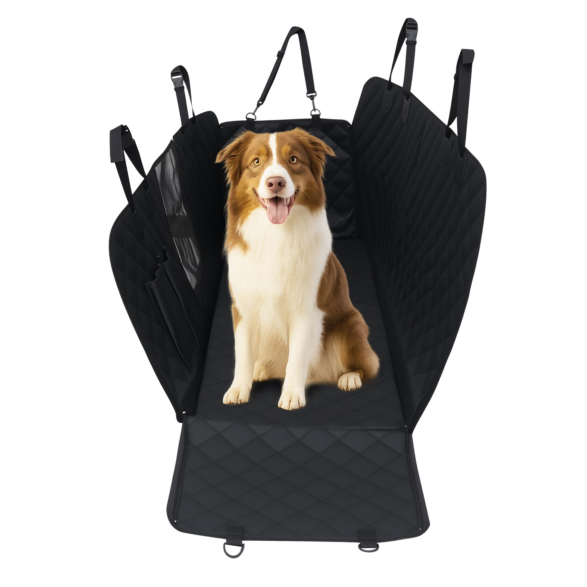 Coprisedile Auto Per Cani, Impermeabile e antiscivolo, Telo Macchina Per Cani,Telo Auto Per Cani con protezione laterale e finestra trasparente, Adatta per SUV, berline e furgoni - 137x147 cm
